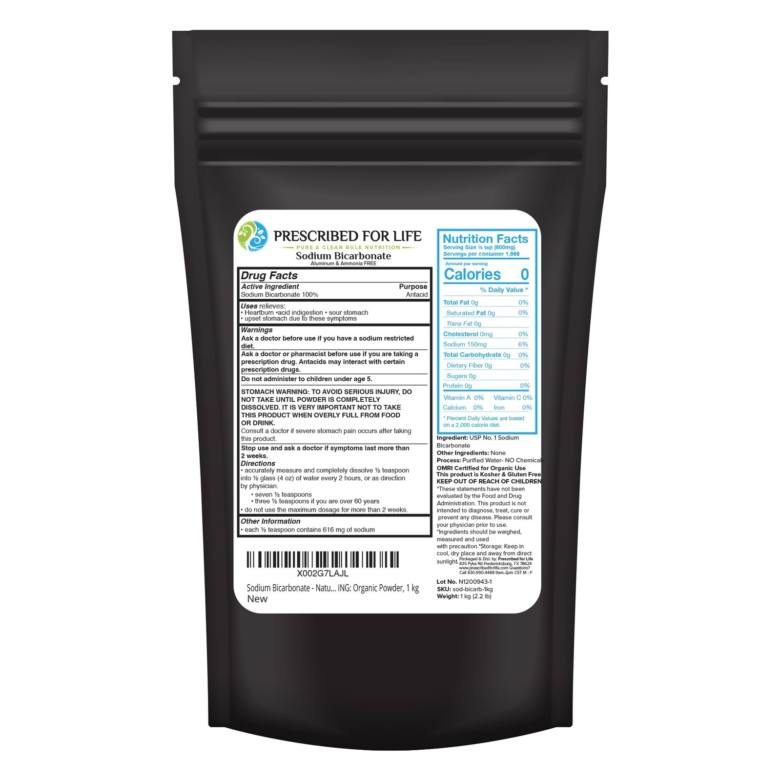 Prescribed For Life Sodium Bicarbonate Powder, 35.27 Ounce (Pack of 1)