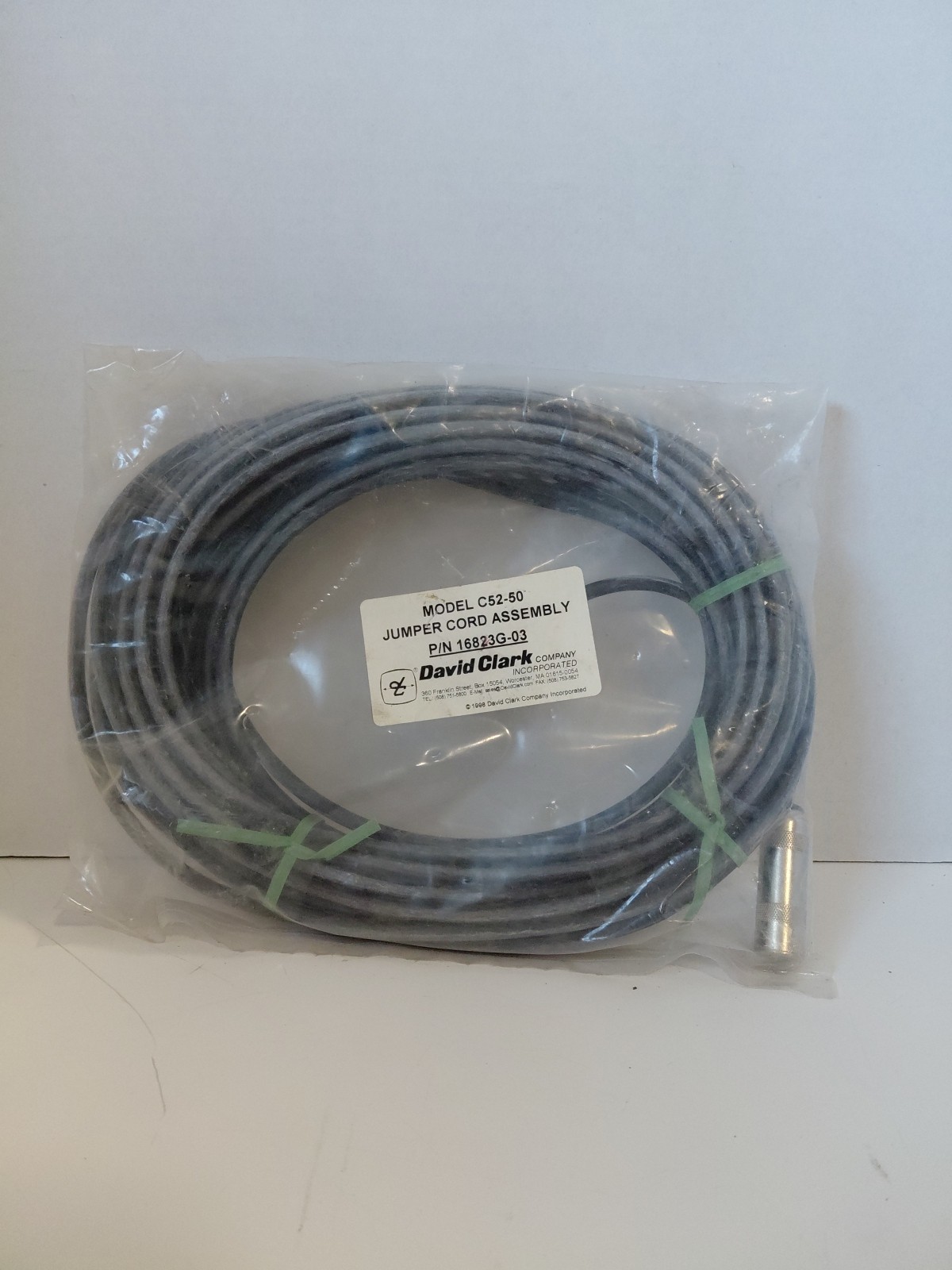 David Clark Model C52-50 Jumper Cord Assembly P/N 16823G-03
