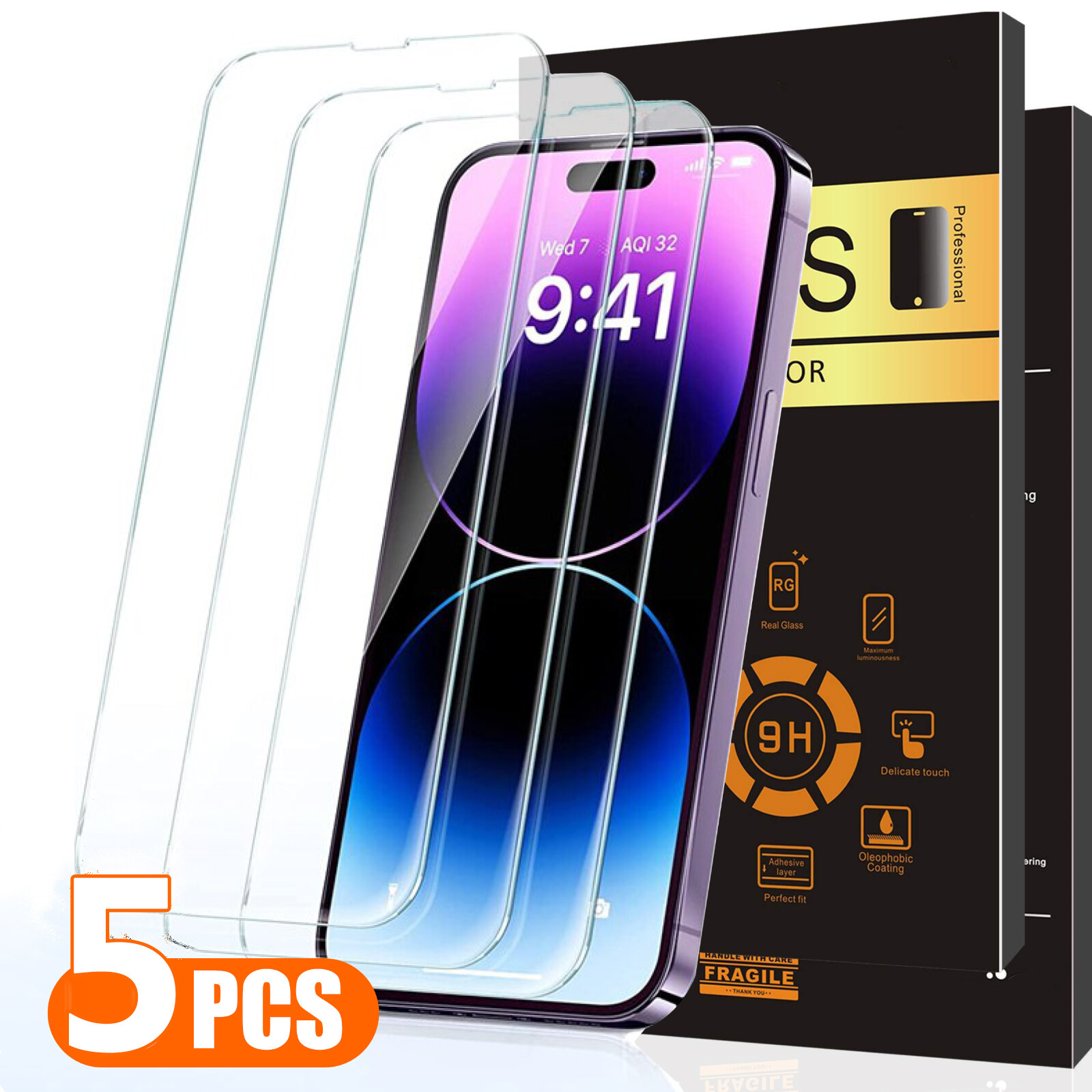 5PCS Tempered Glass Screen Protector For iPhone 17 17e 16 15 14 13 12 11 Pro Max