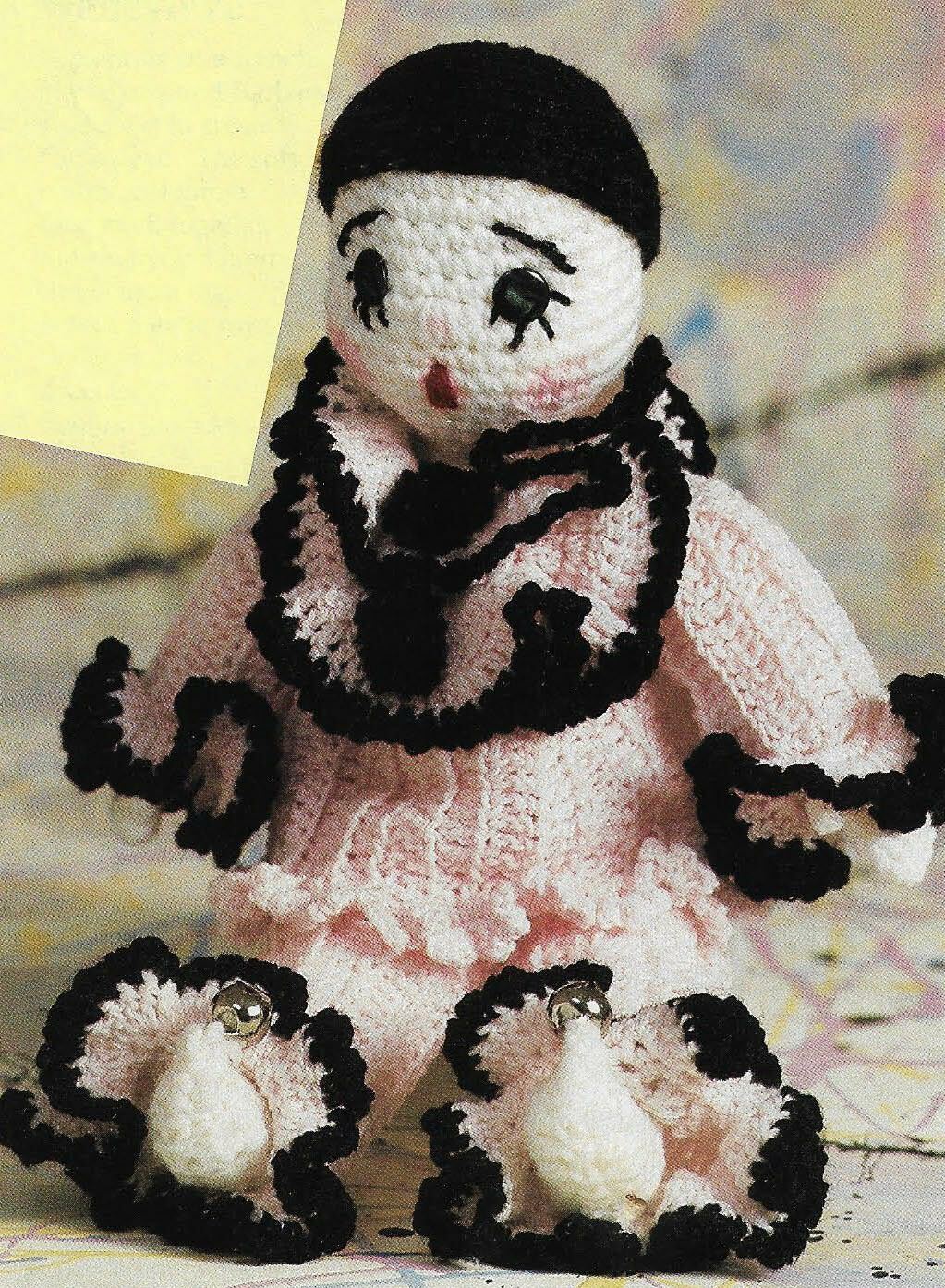 GENEVIEVE CLOWN DOLL TOY DIGEST SIZE CROCHET PATTERN INSTRUCTIONS