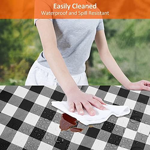 8ft Picnic Table and Bench Cover, Camping Essentials 96" Black-white Checkered