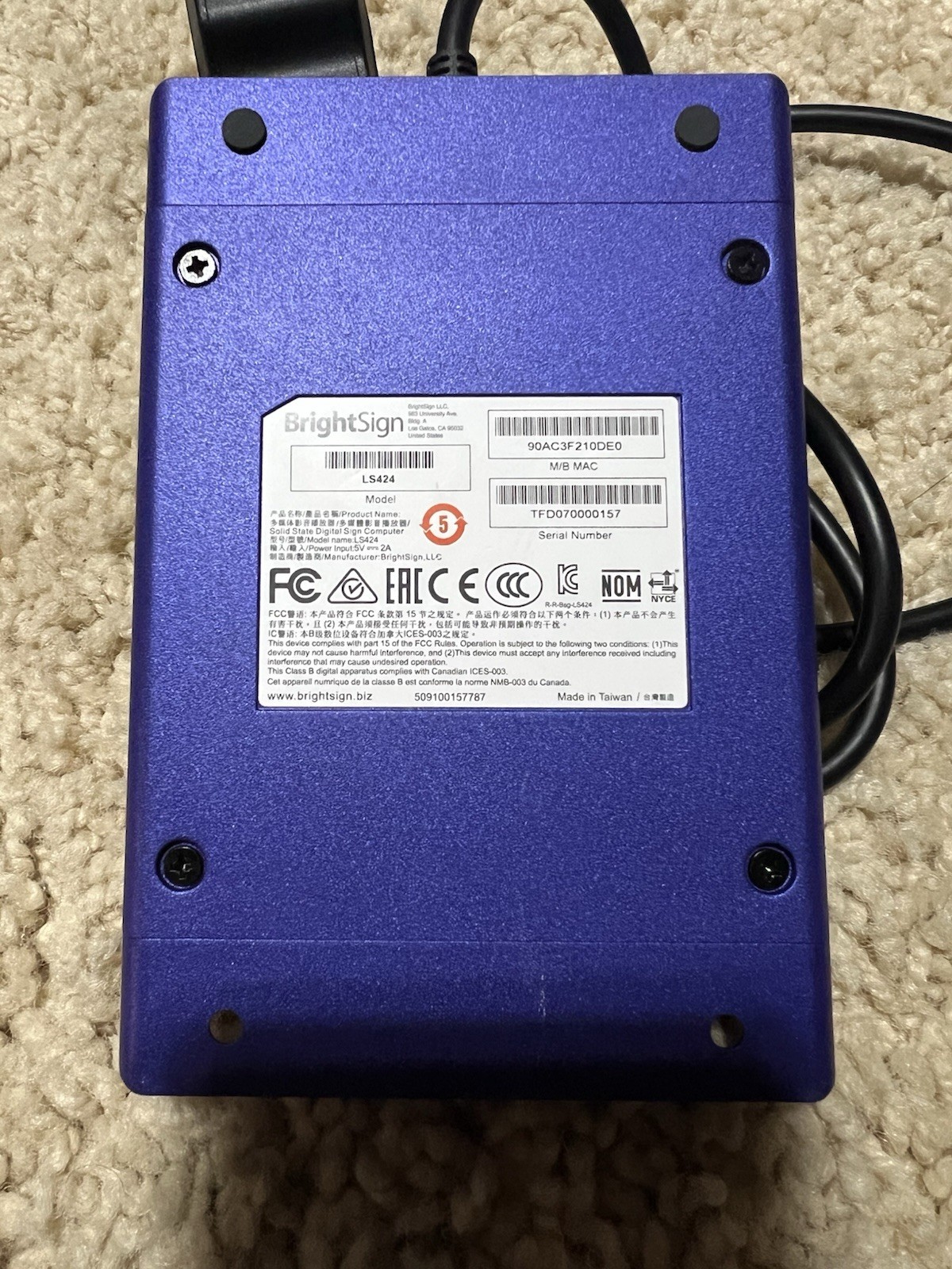 BrightSign LS424 Digital Signage Player