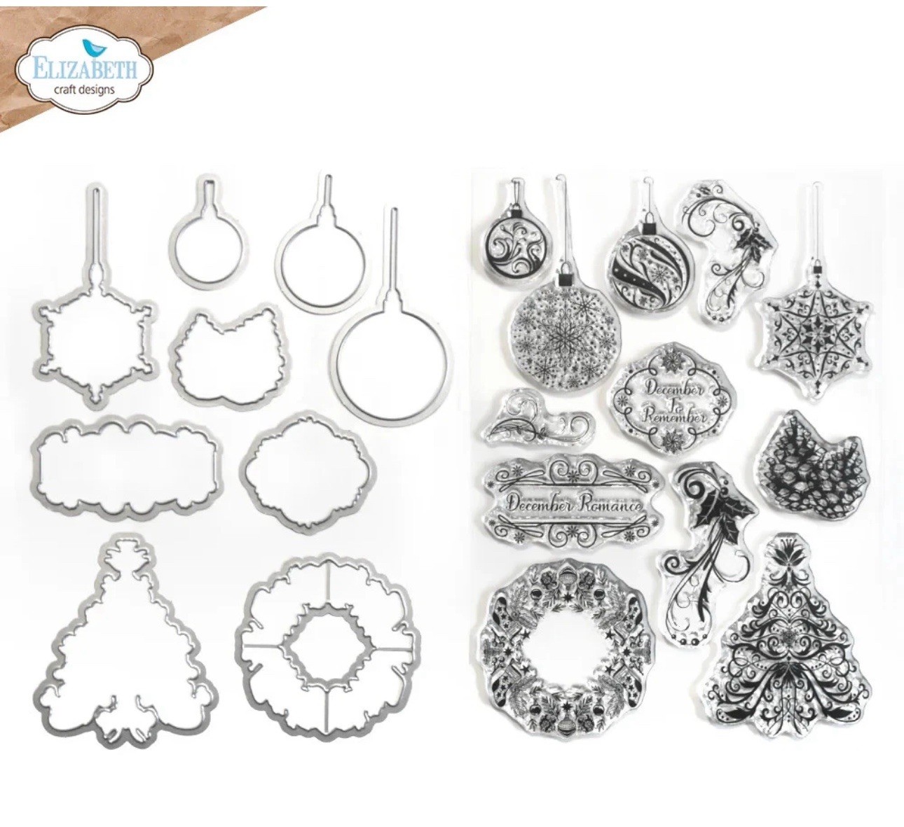 Elizabeth Craft Designs Stamp & Die Set -  December Romance CSD368 By Devid NEW