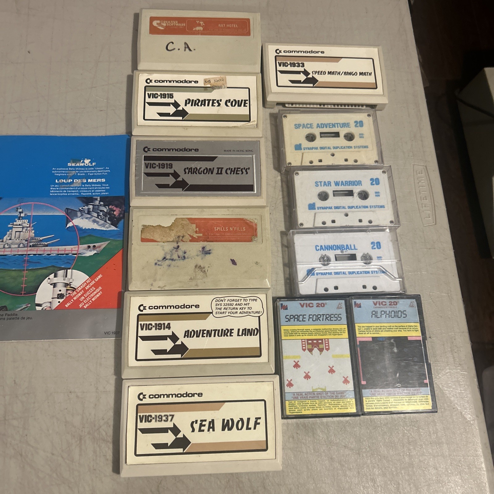 Commodore VIC-20 Software Lot Cartridges Alphoids  Cassette Tapes Vintage Lot