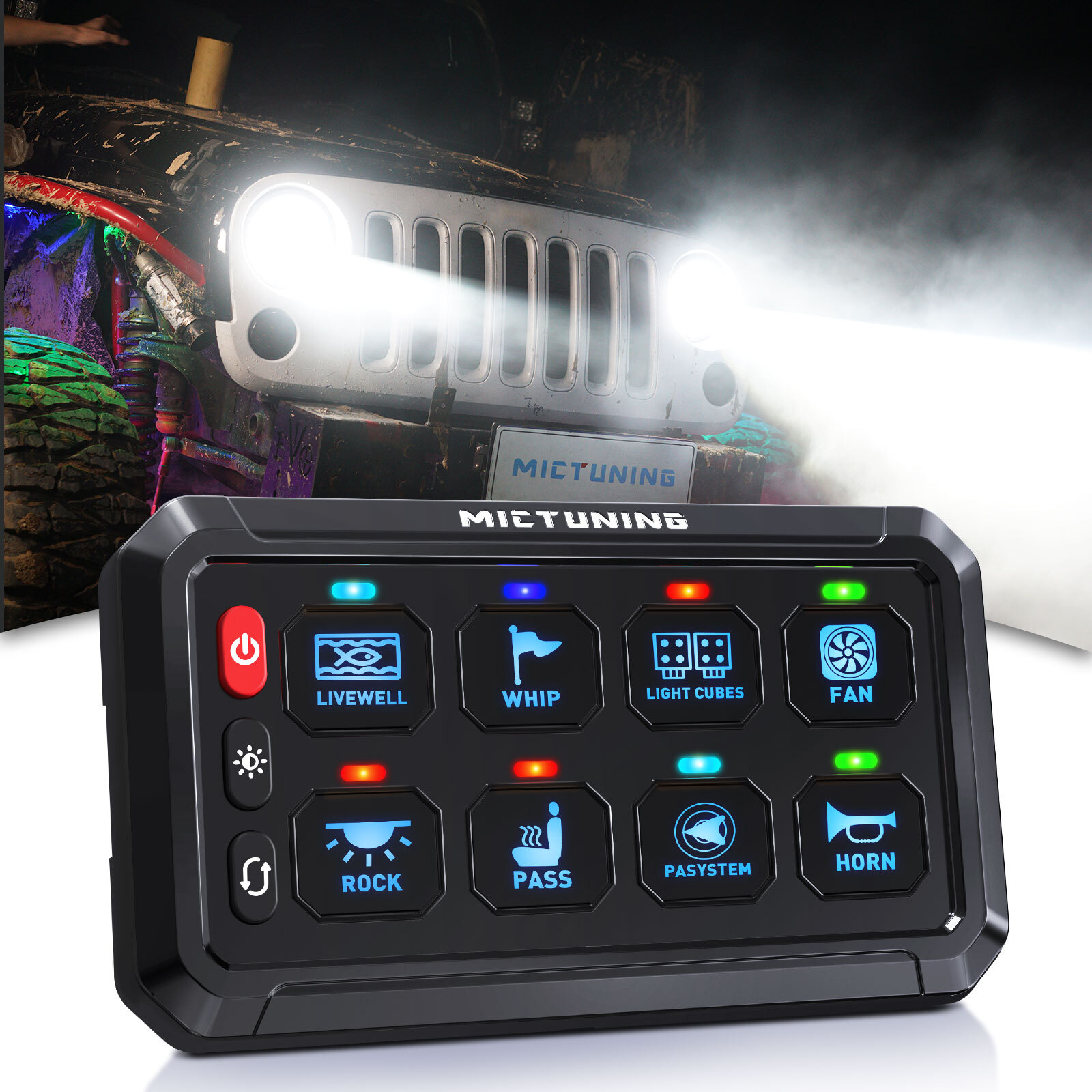 MICTUNING 8 Gang Switch Panel LED Circuit Control Relay System Box Truck Marine