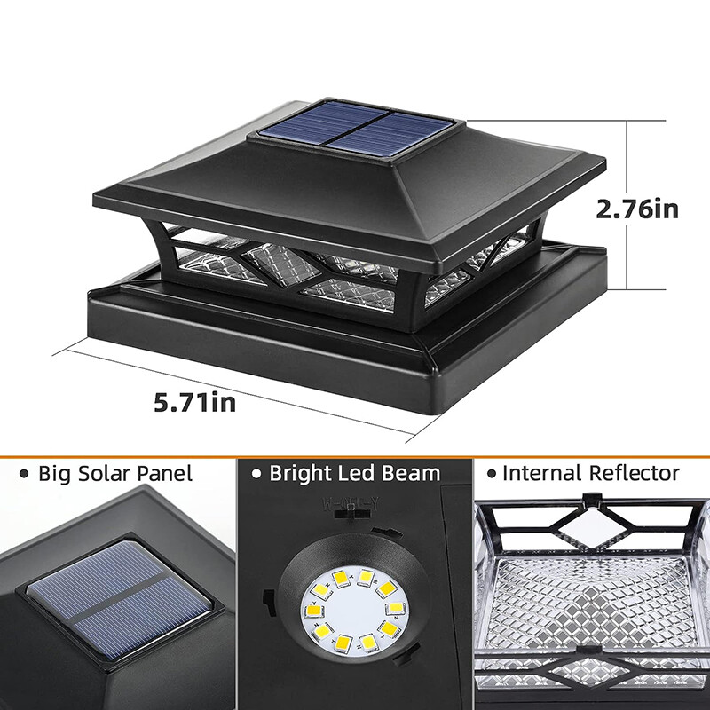 8Pcs Outdoor Flame Light Solar Post Deck Fence Cap 4x4/6x6 Bright Light