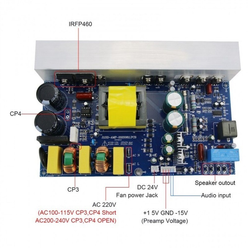 High Power Amplifier Board Class D 1000W Mono Power Amplifier w/ Switching Power
