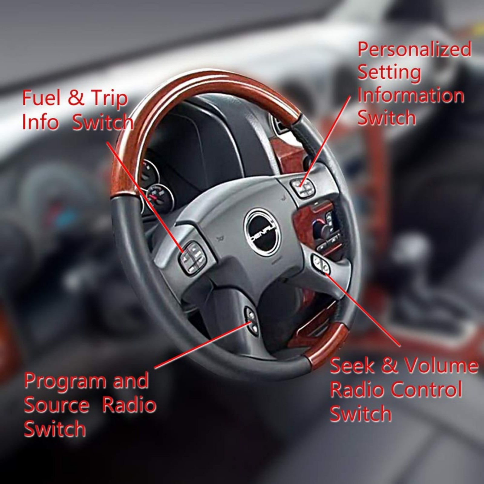 4* LED Light Steering Wheel Switch Control Buttons for 2003- 2006 Chevy Suburban