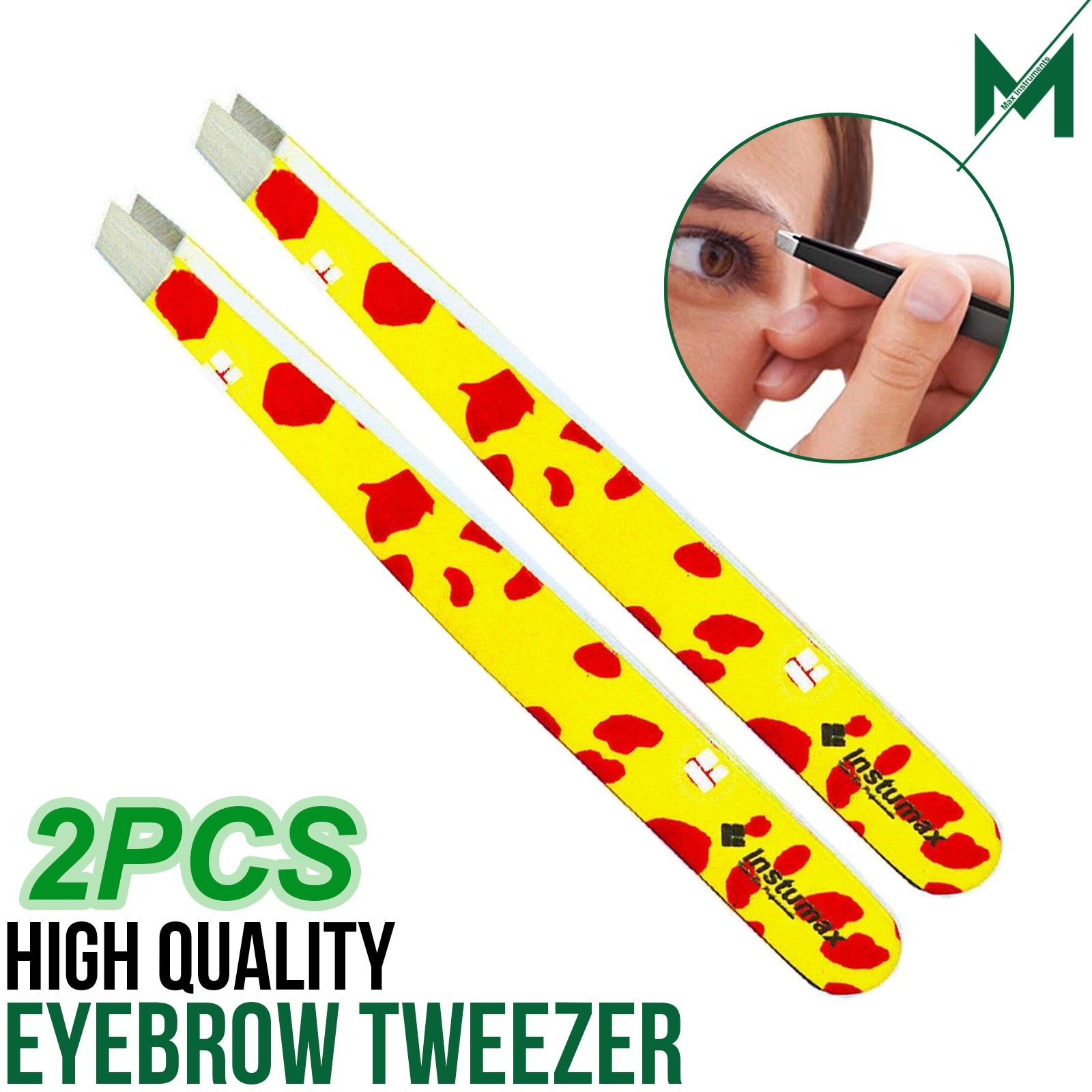 Professional Eyebrow Tweezers Stainless Steel Precision Slant Tip Plucker Pro