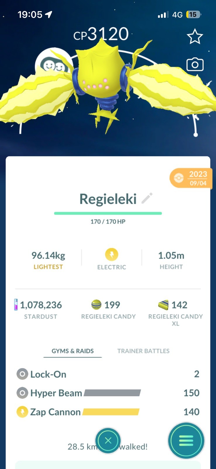 Pokémon Trade Go Level 50- Regieleki 3 Moves For PvP Master League