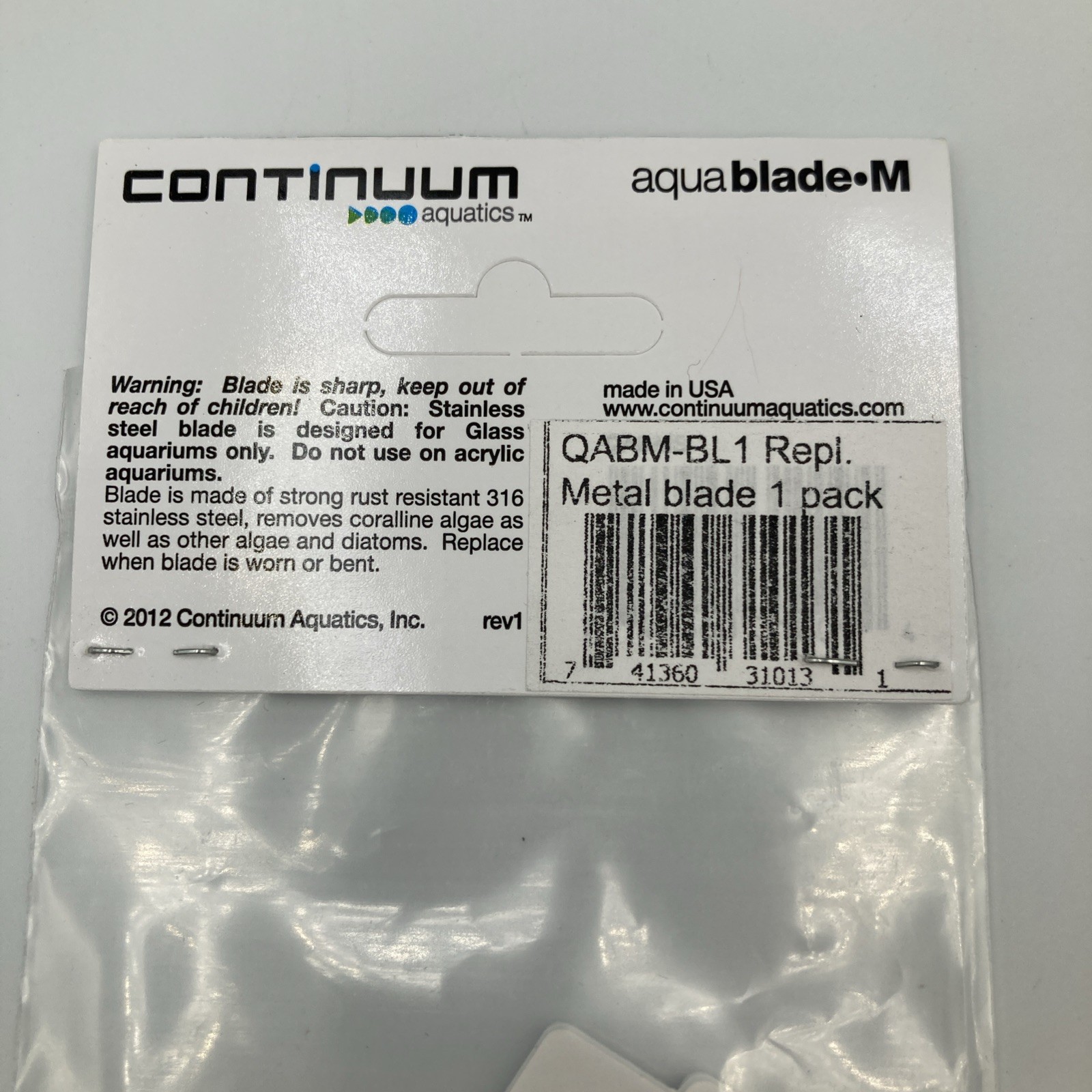 Continuum AquaBlade-M Single Stainless Steel Algae Scraper Replacement Blade