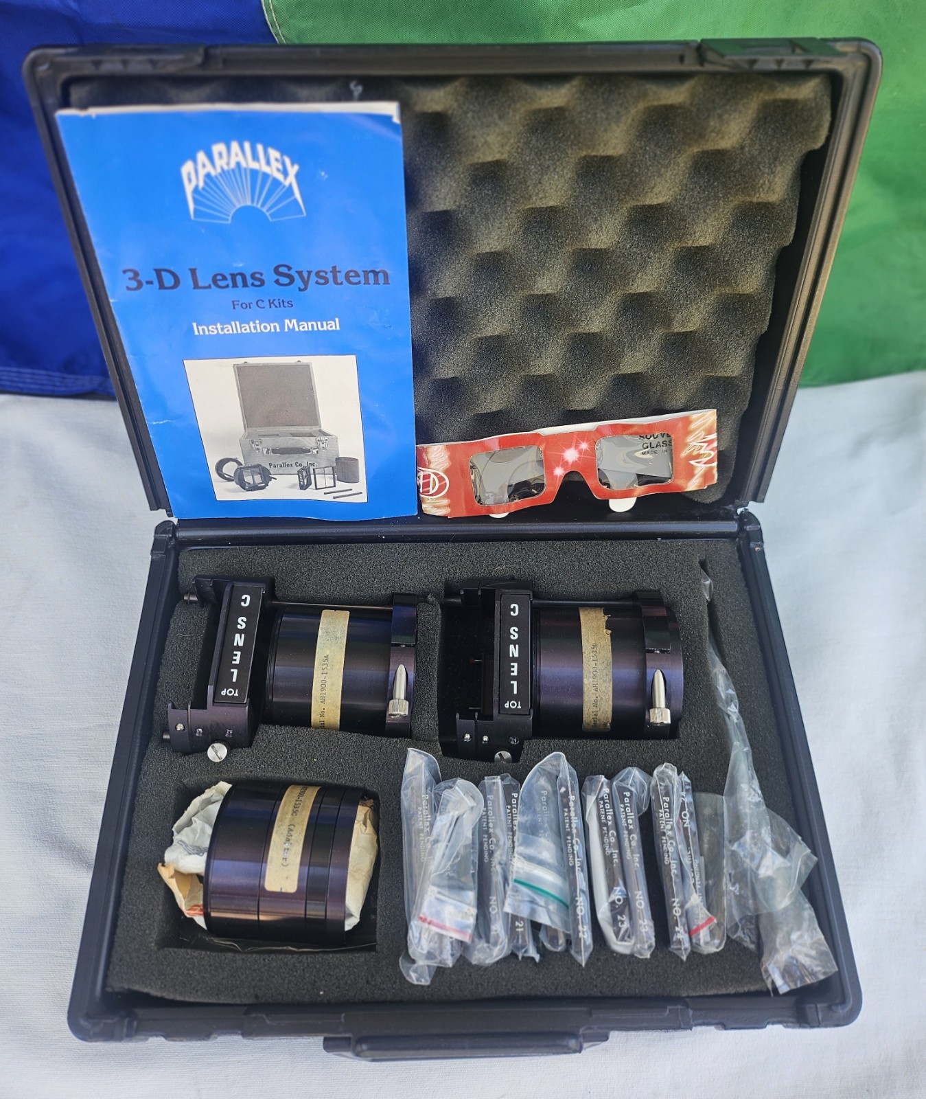 Rare Vintage Parallex 3-D Lens System C-Kit - Cinema Projector Kit w/ 10 Wedges