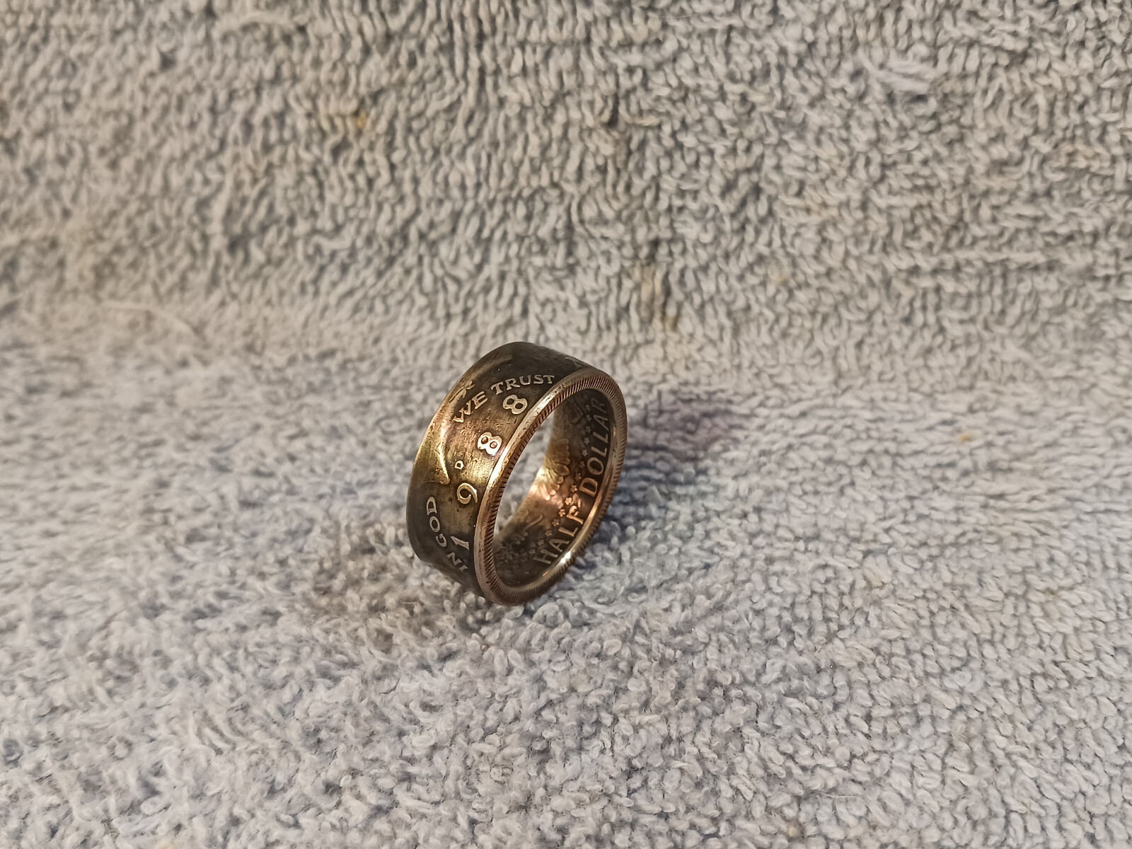 1988 Kennedy Half Dollars  size 12 coin ring  handmade mixed metals (A)