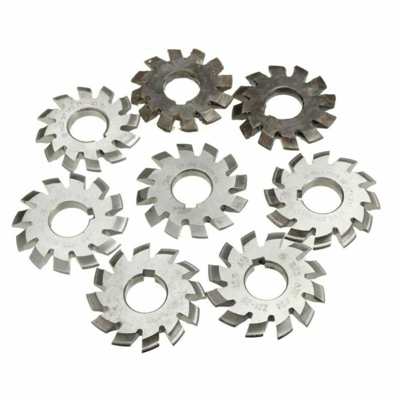 HSS M2.5 Bore 22mm PA 20°Degree #1#2#3#4#5#6#7#8 Involute Gear Cutter 8Pcs/Set