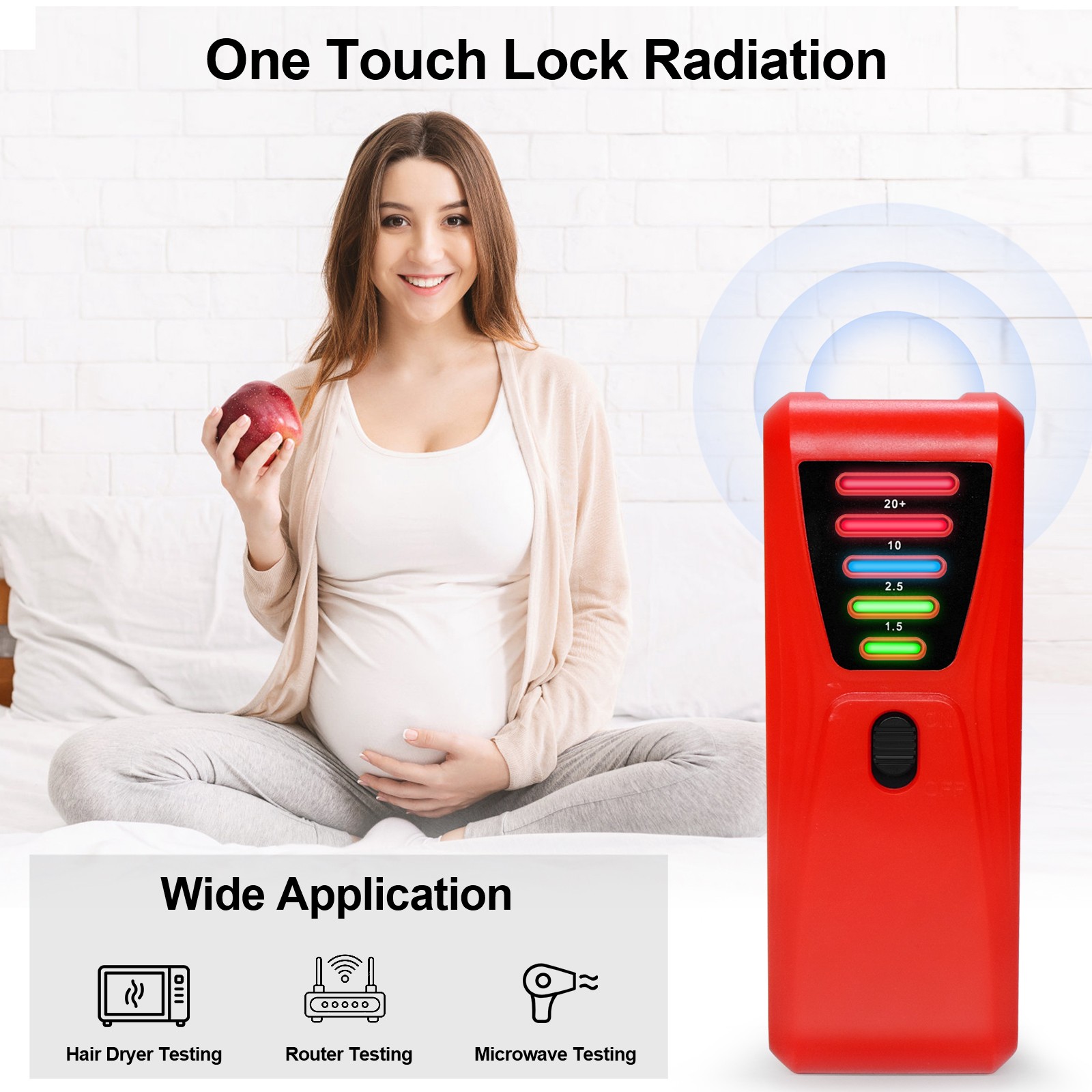EMF Meter 5 Lights LED Magnetic Field Detector Electromagnetic Radiation Tester