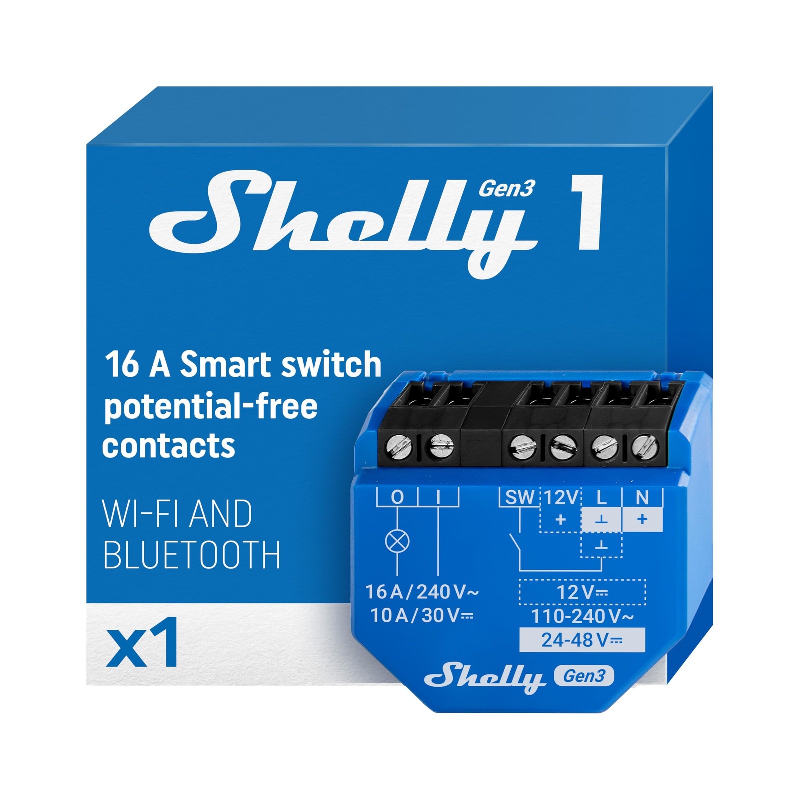 Shelly 1 Gen3 | WiFi Smart Relay Switch with Dry Contacts, 1-Channel 16A | Ho...