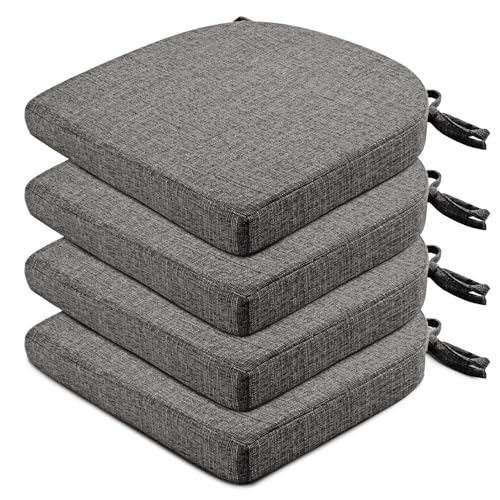 Chair Cushions for Dining Chairs 4 Pack - Kitchen Chair Pack of 4 Dark Gray