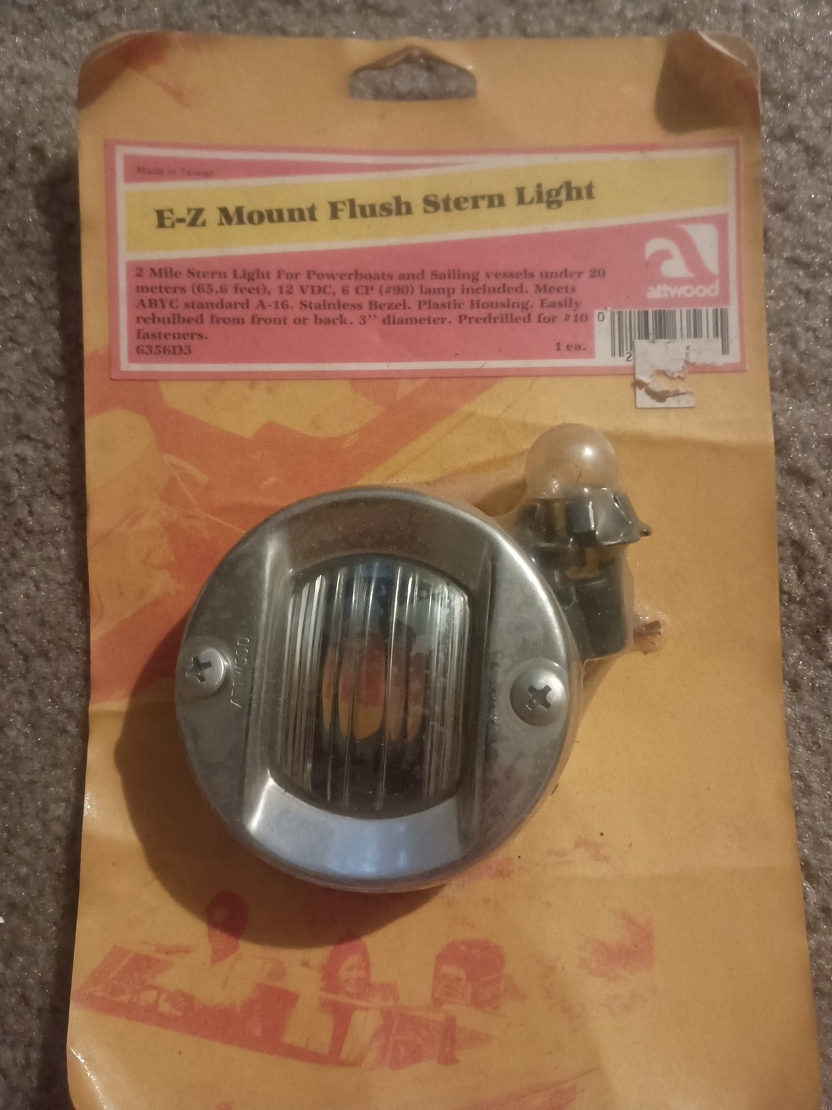 Vintage Attwood Vertical, Flush Mount Transom Light - Round 6356D3