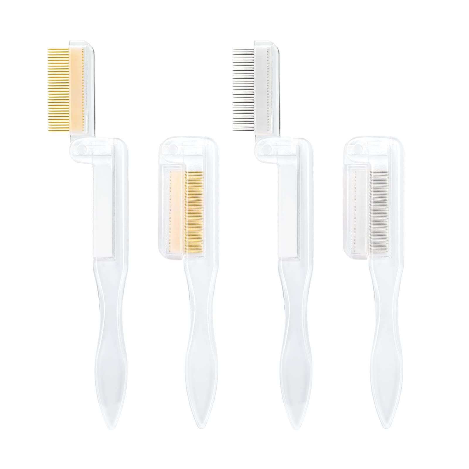 2PCS Folding Eyelash Comb Eyelash Separator Tool White Eyebrow Comb Metal Tee...
