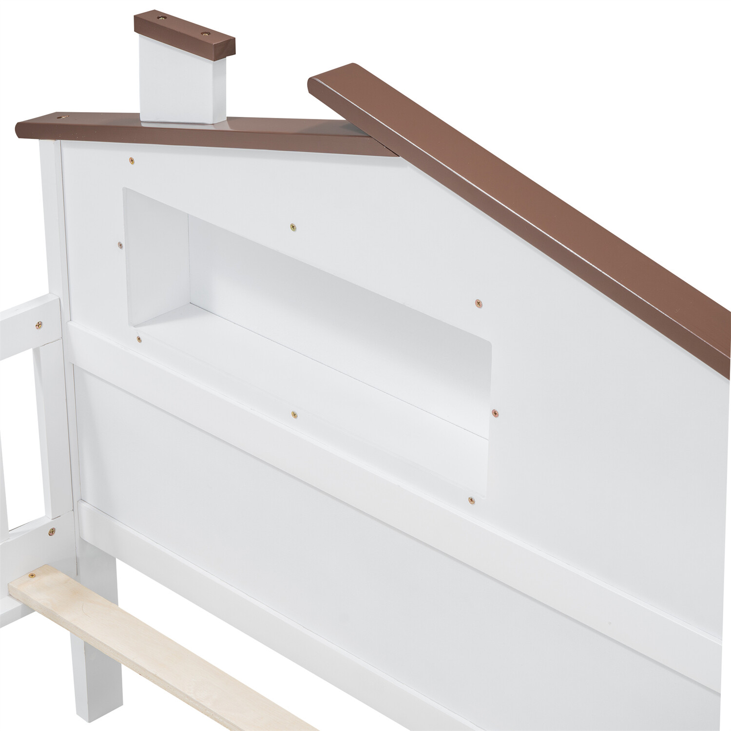 Twin/Full Size Bed Frame Wood Platform Bed with Storage Headboard White/Natural