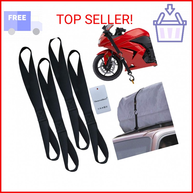 Thenewallhere Soft Loop Tie Down Straps for Motorcycle Handlebar,Car,Cargo,Truck