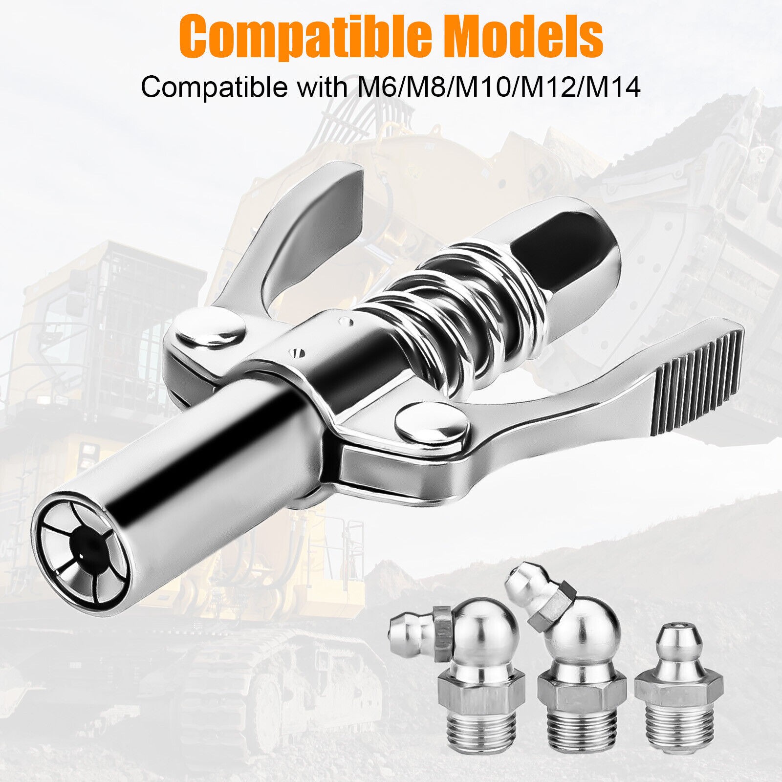 Grease Gun Coupler Double Handle High Pressure Quick Release Lock Oil Nozzles