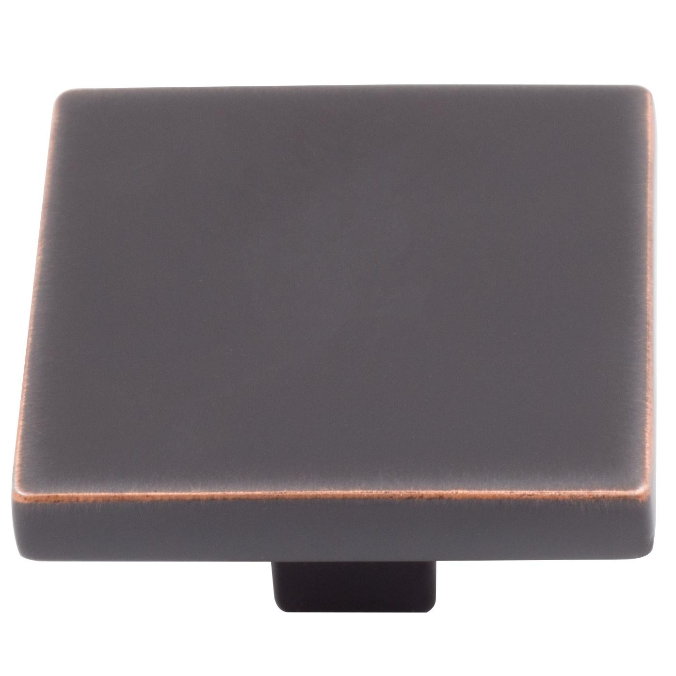 Contemporary Square Cabinet Knob, 1-1/2 Inches, Zinc Base Material, Vintage Bron