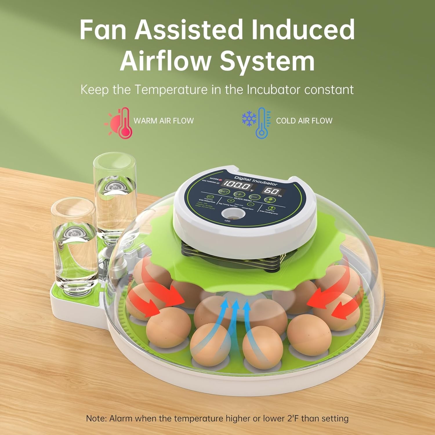 Egg Incubator with Automatic Egg Turning and Humidity Control, 18 Eggs Incuba...