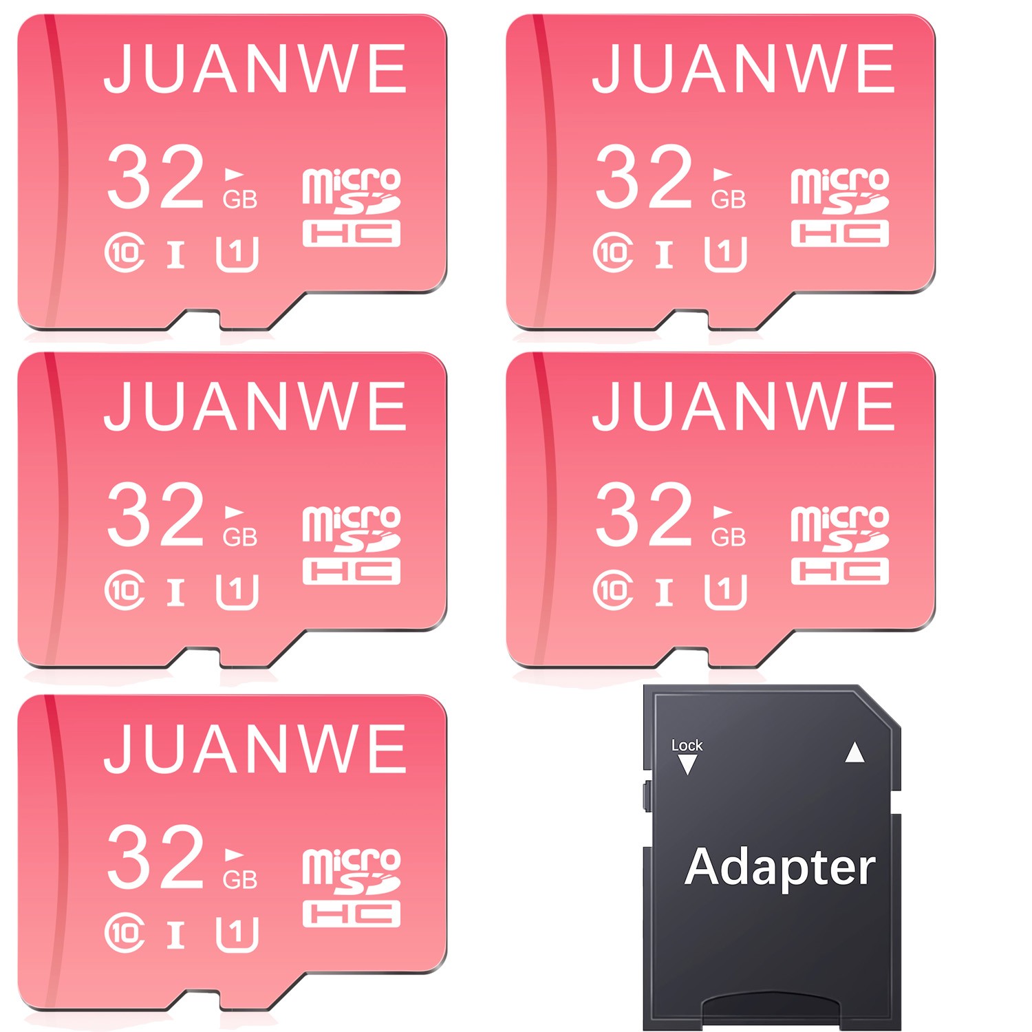 JUANWE Micro SD Card 5PCS 32GB Ultra Micro SDHC C10 Memory TF Card For PC Camera