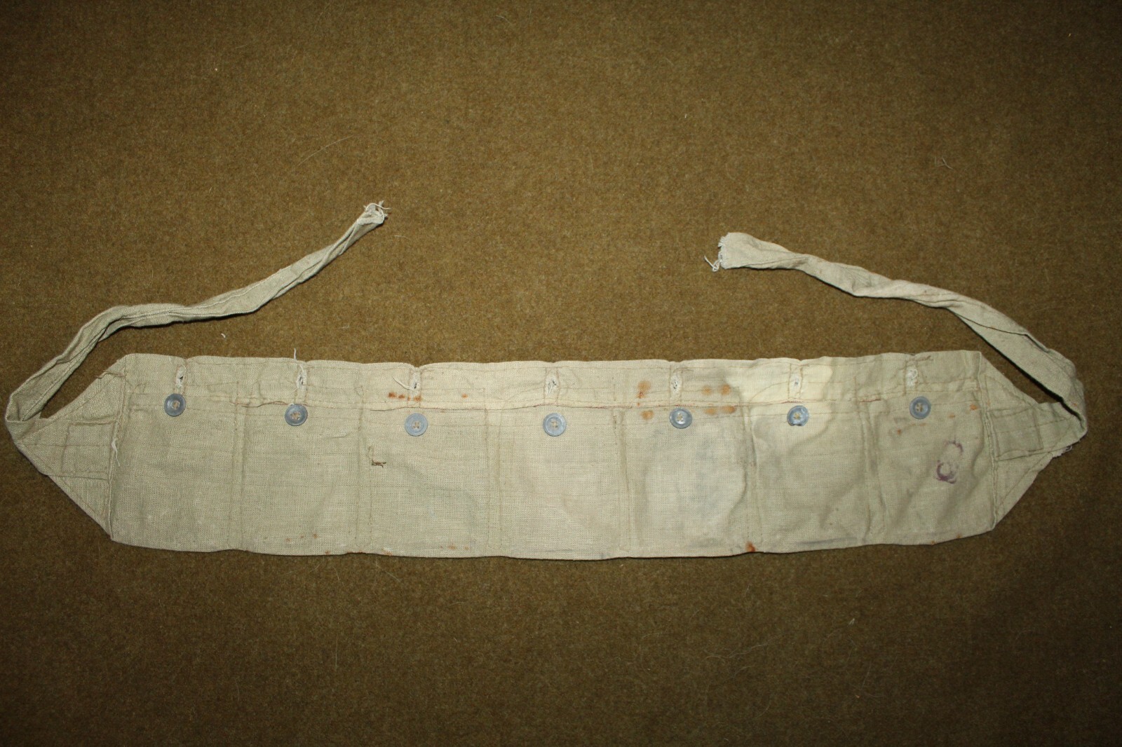 Original WW2 German Army Light Green Cotton Ammo Bandolier, Empty