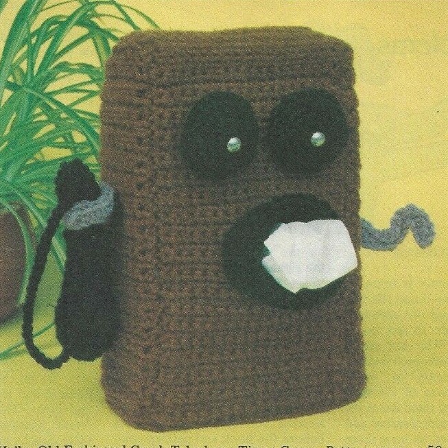 OLD FASHIONED TELEPHONE TISSUE COVER HOME DECOR CROCHET PATTERN INSTRUCTIONS