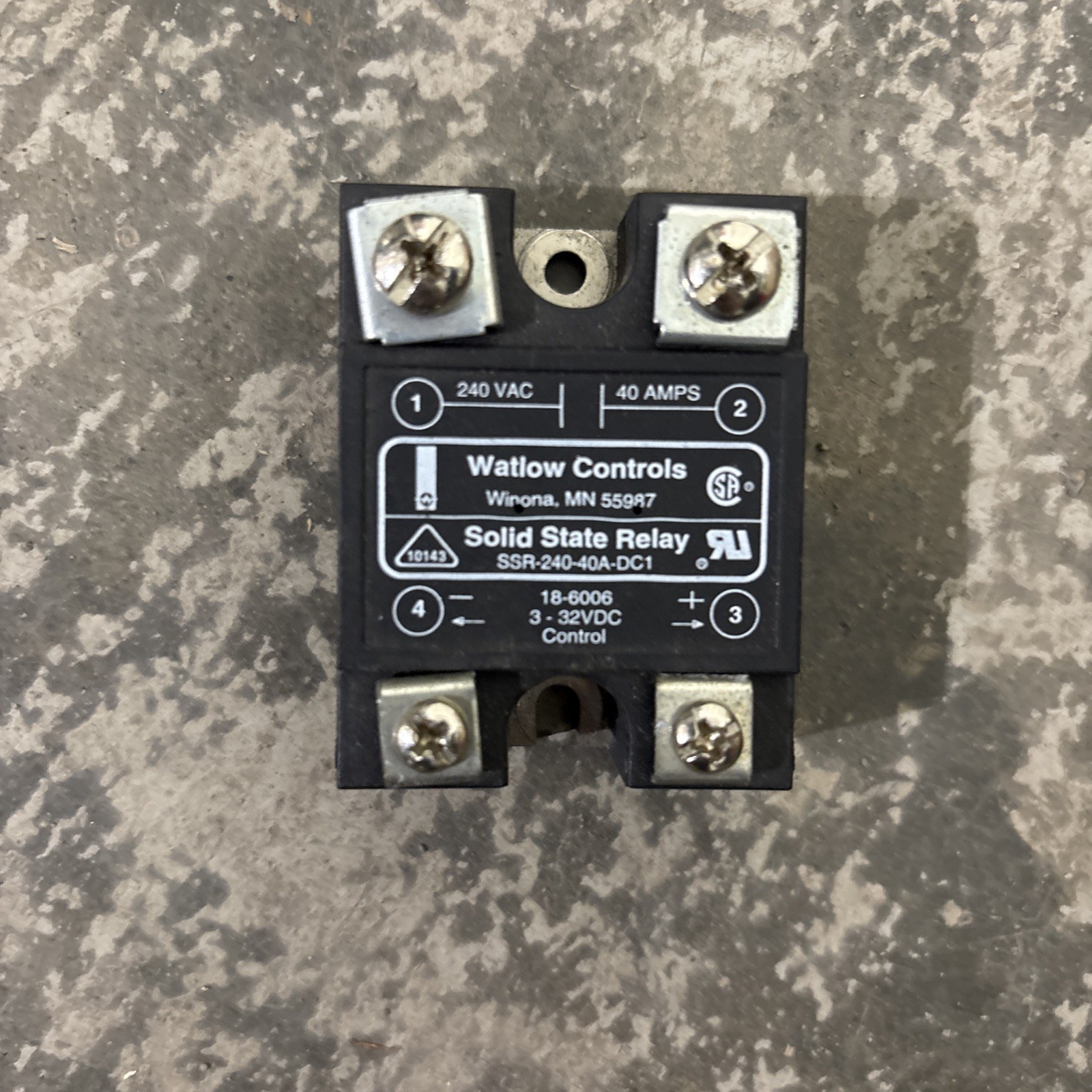 Watlow Controls Solid State Relay Model SSR-240-40A-DC1