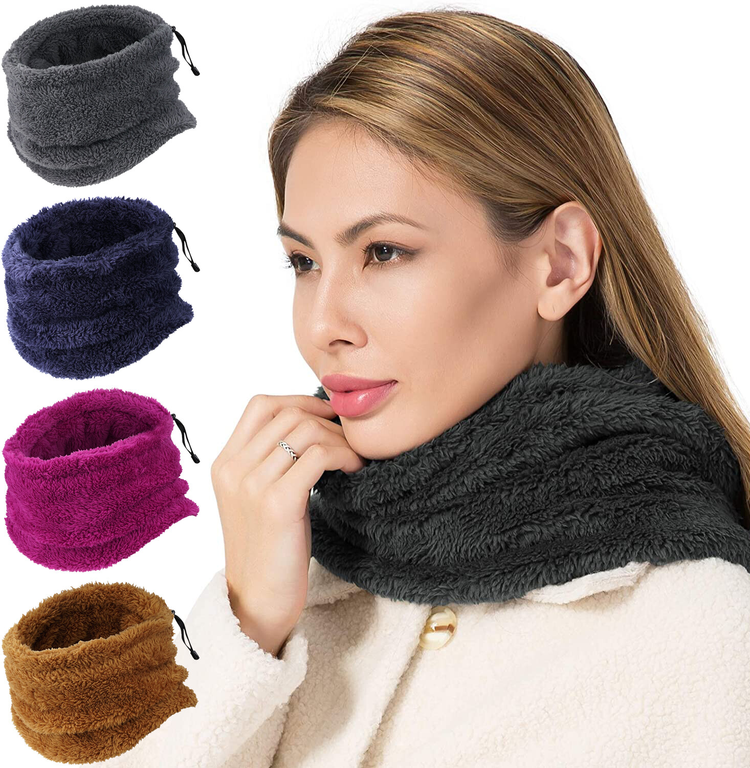 Winter Neck Warmer Gaiter Thicken Fleece Scarf Windproof Balaclava Ski Face Mask