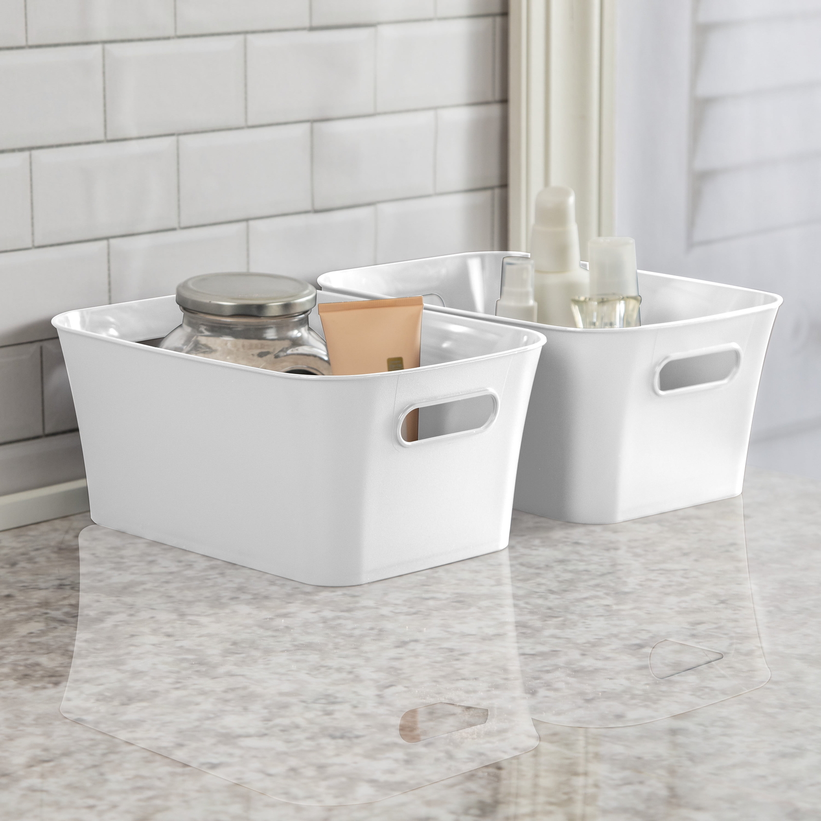 (6 pack) 2-Pack Small Plastic Storage Bins, White！