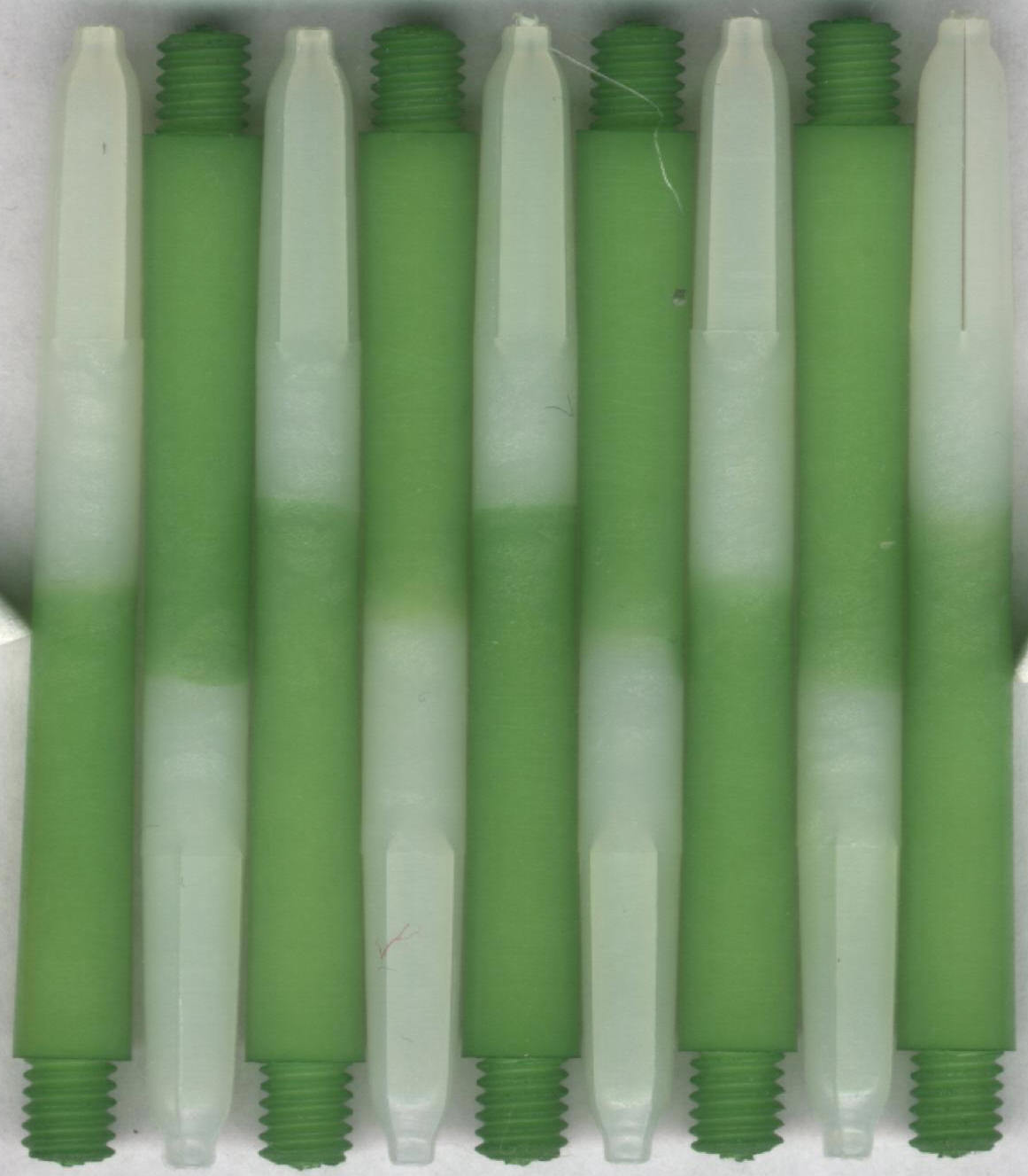 2in. 2ba Green/White Nylon Dart Shafts: 6 per order