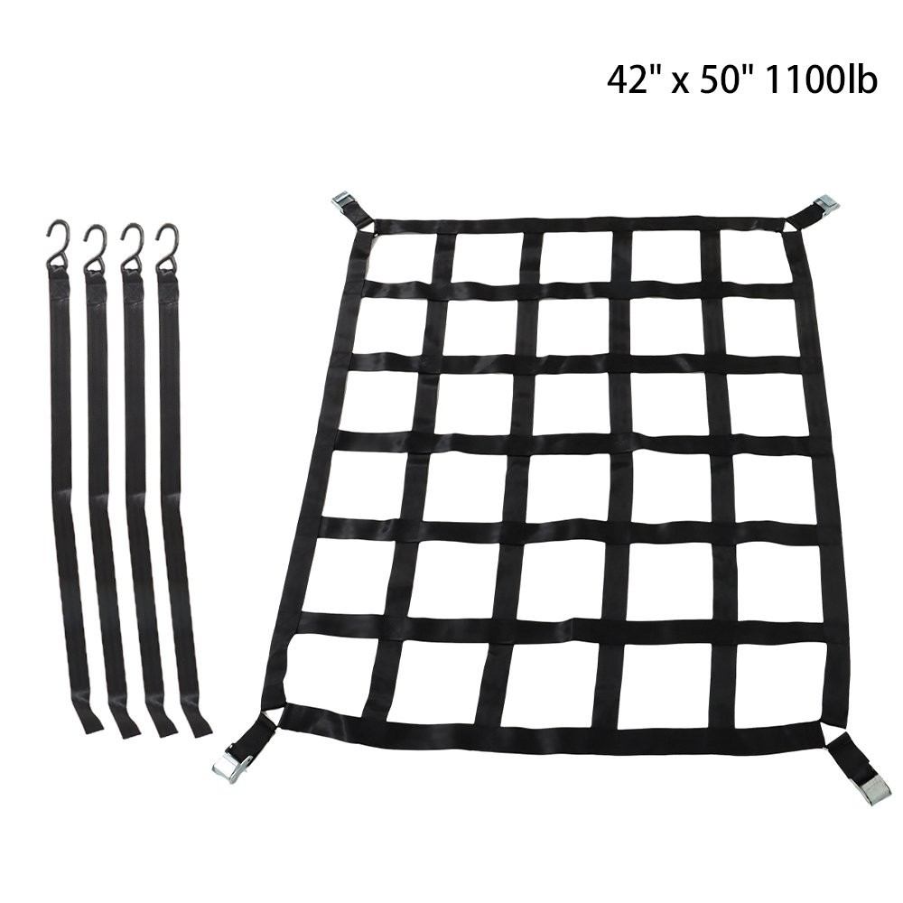 Heavy Duty Cargo Net For Pickups Trucks W/Cam Buckles & S-Hooks 1100lb 42" x 50"