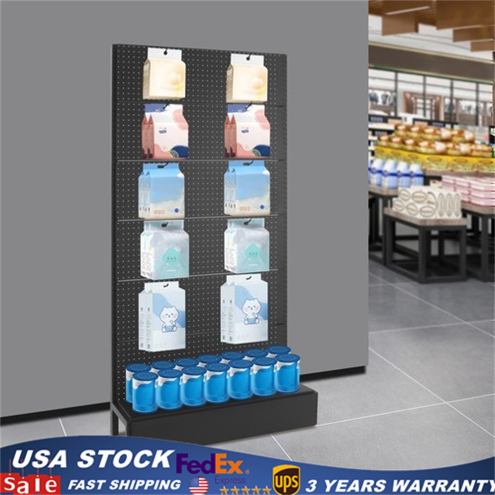 Peg Board Display Stand, Retail Display Rack with 10 Hooks 93*34*178cm Black