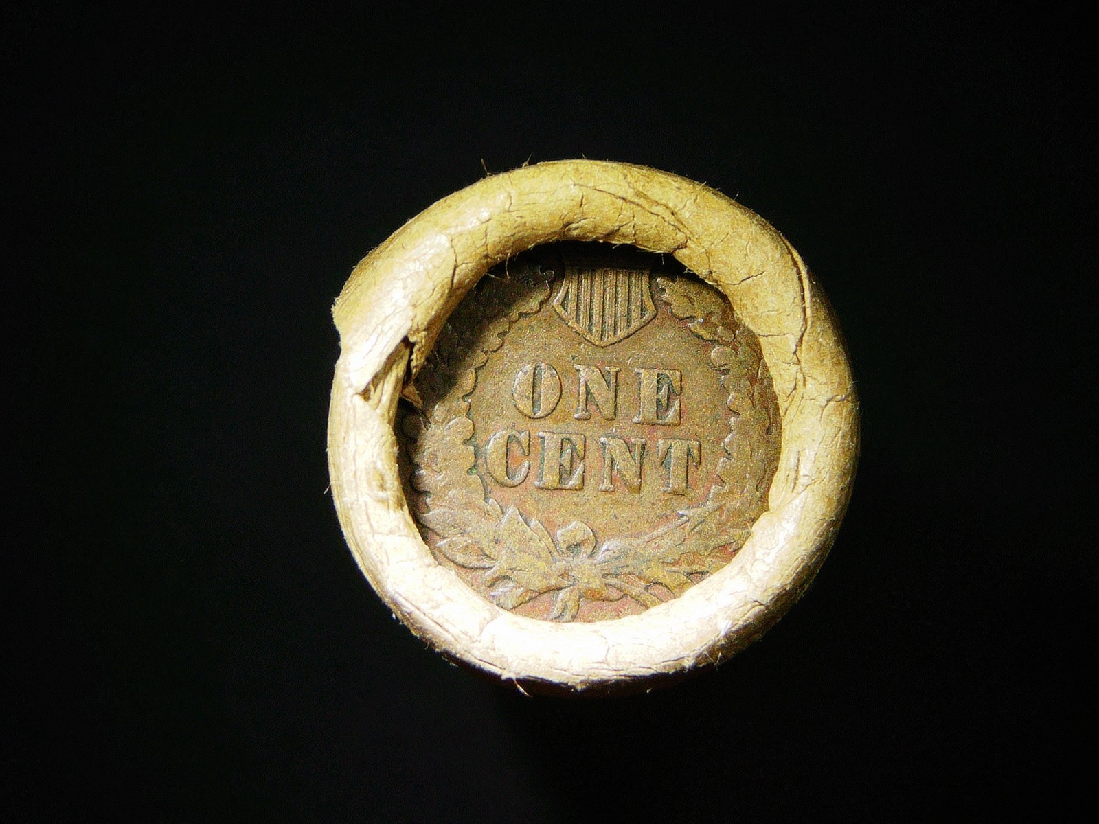 INDIAN HEAD WHEAT PENNY ROLL/LOT 1800'S 1900'S IN A MONTANA BANK BROWN WRAP 373