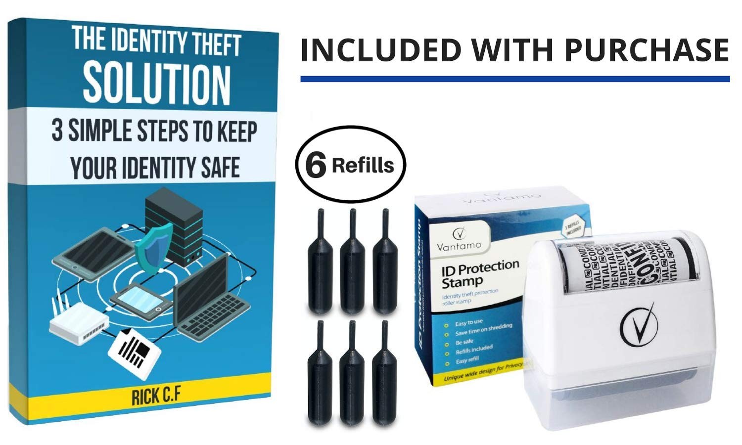 Identity Theft Protection Roller Stamp for Hiding Sensitive Information, Wide...