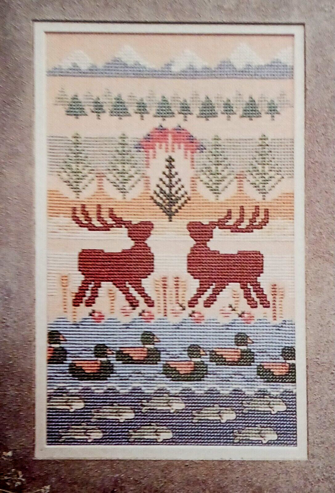Cross Stitch Pattern WILDLIFE Theme SAMPLER Mountains Trees Deer Ducks Fish