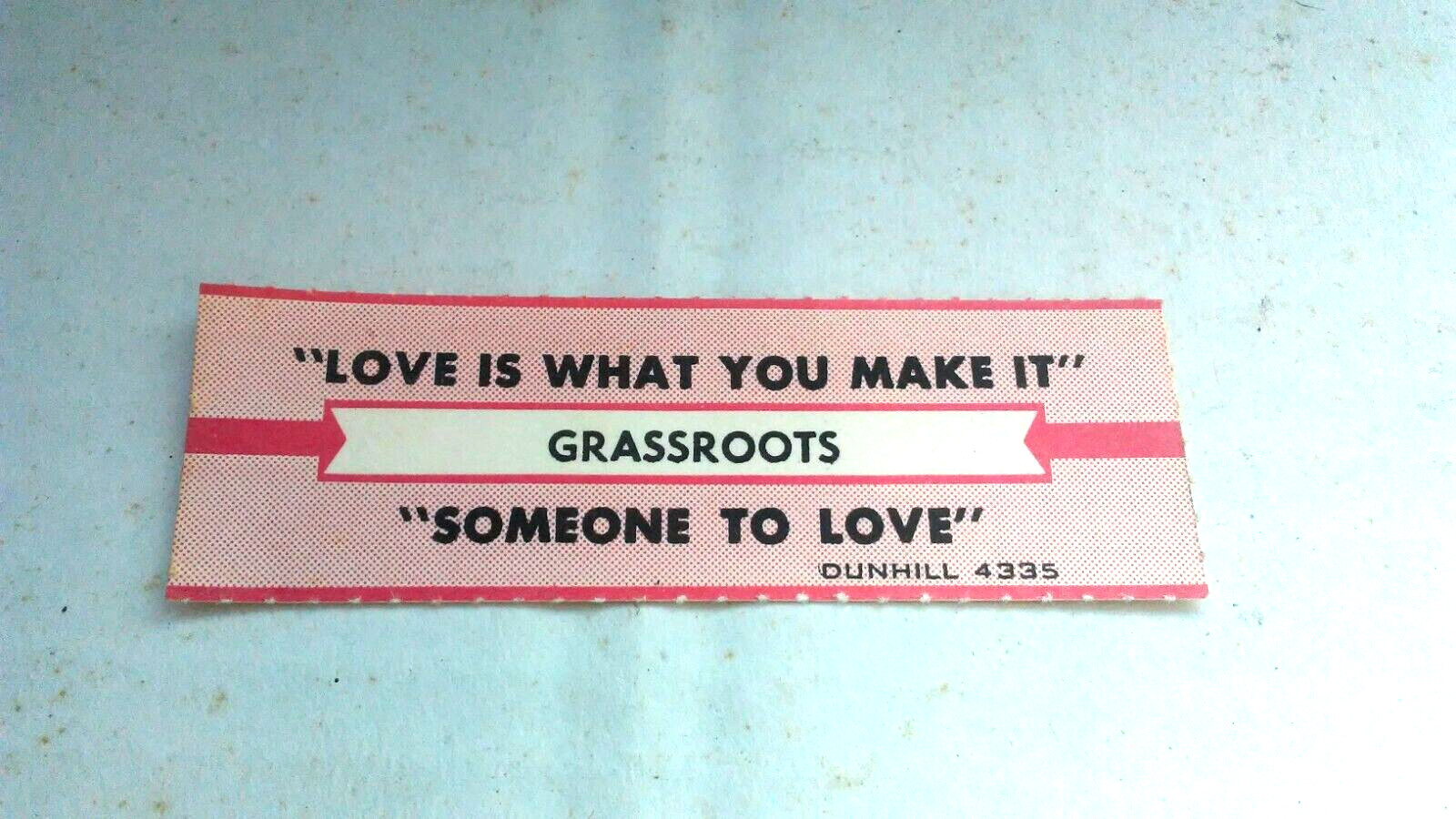 JUKEBOX TITLE STRIP (1) GRASSROOTS-LOVE IS WHAT.. MAKE IT/ SOMEONE TO LOVE-L@@K!