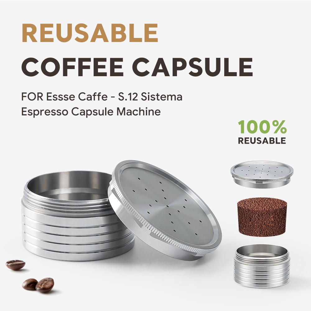 For Essse Coffee Maker Refillable Capsule Coffee Filter Reusable w/ Spoon Brush