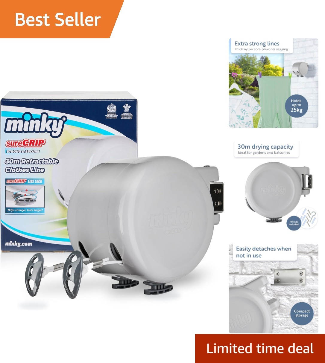 Dual Retractable Clothesline - 2 x 49 Feet - Ultimate Laundry Solution