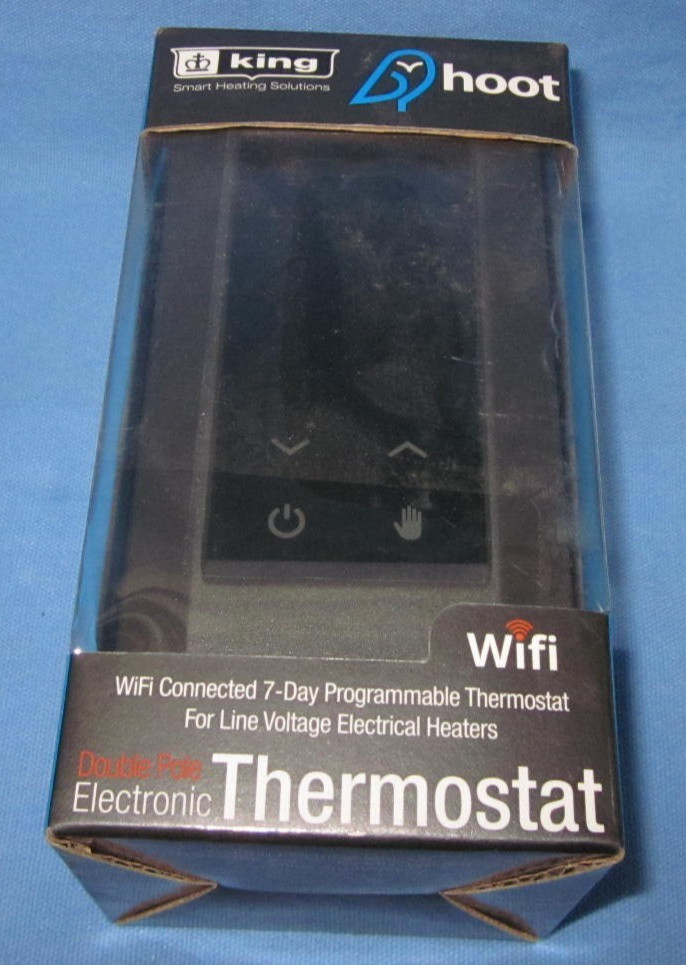 King K902-B Black Double Pole Hoot WiFi Thermostat .. new in opened dusty box
