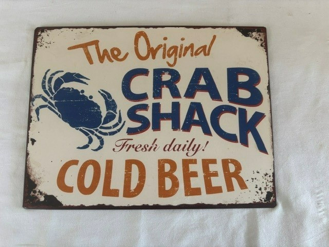 A Metal Large Crab Shack Sign
