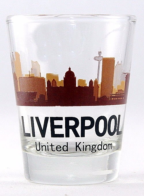 LIVERPOOL UNITED KINGDOM SUNSET SKYLINE GLASS SHOTGLASS
