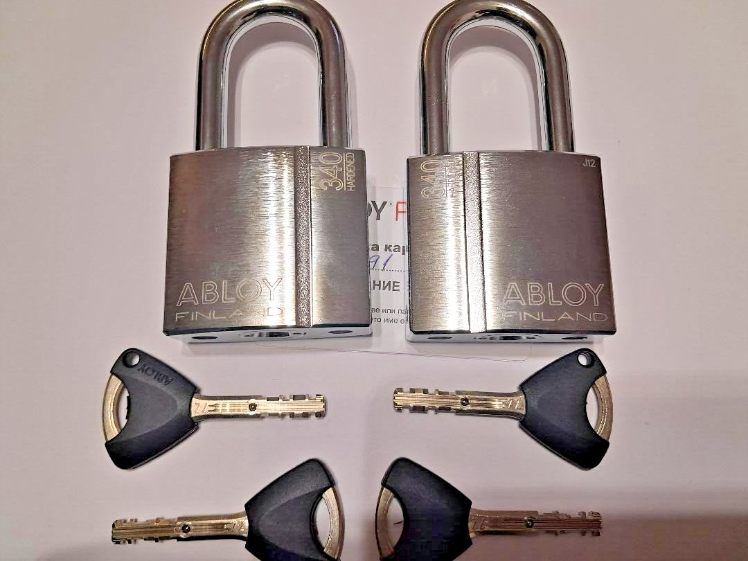 2 X Keyed Alike Padlocks ABLOY PROTEC2 PL340/50 T /High-Security/ With 4 Keys