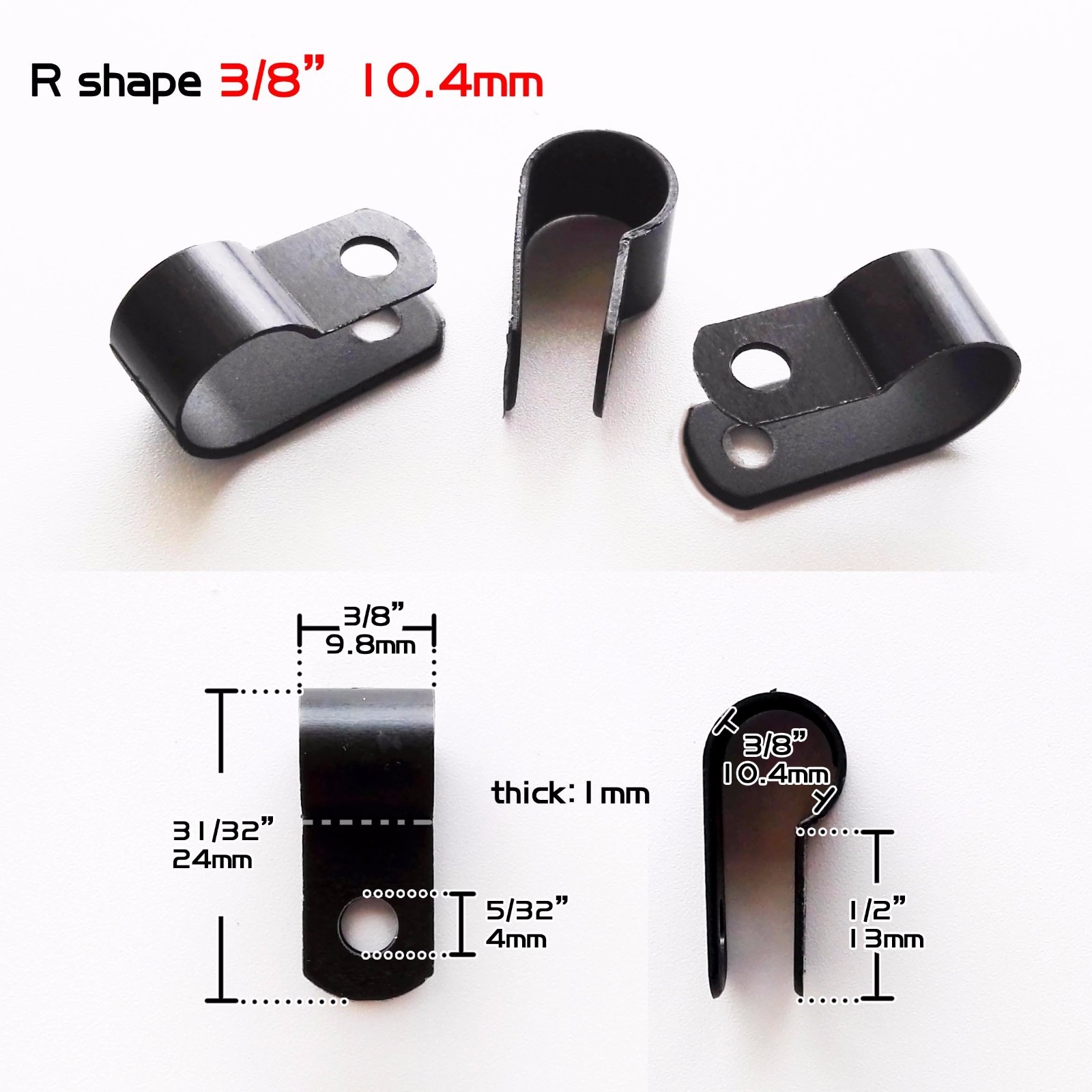 25pcs Black Nylon Plastic 3/8” Cable Clamp Wire Electrical Hose Loop Fixer Tie