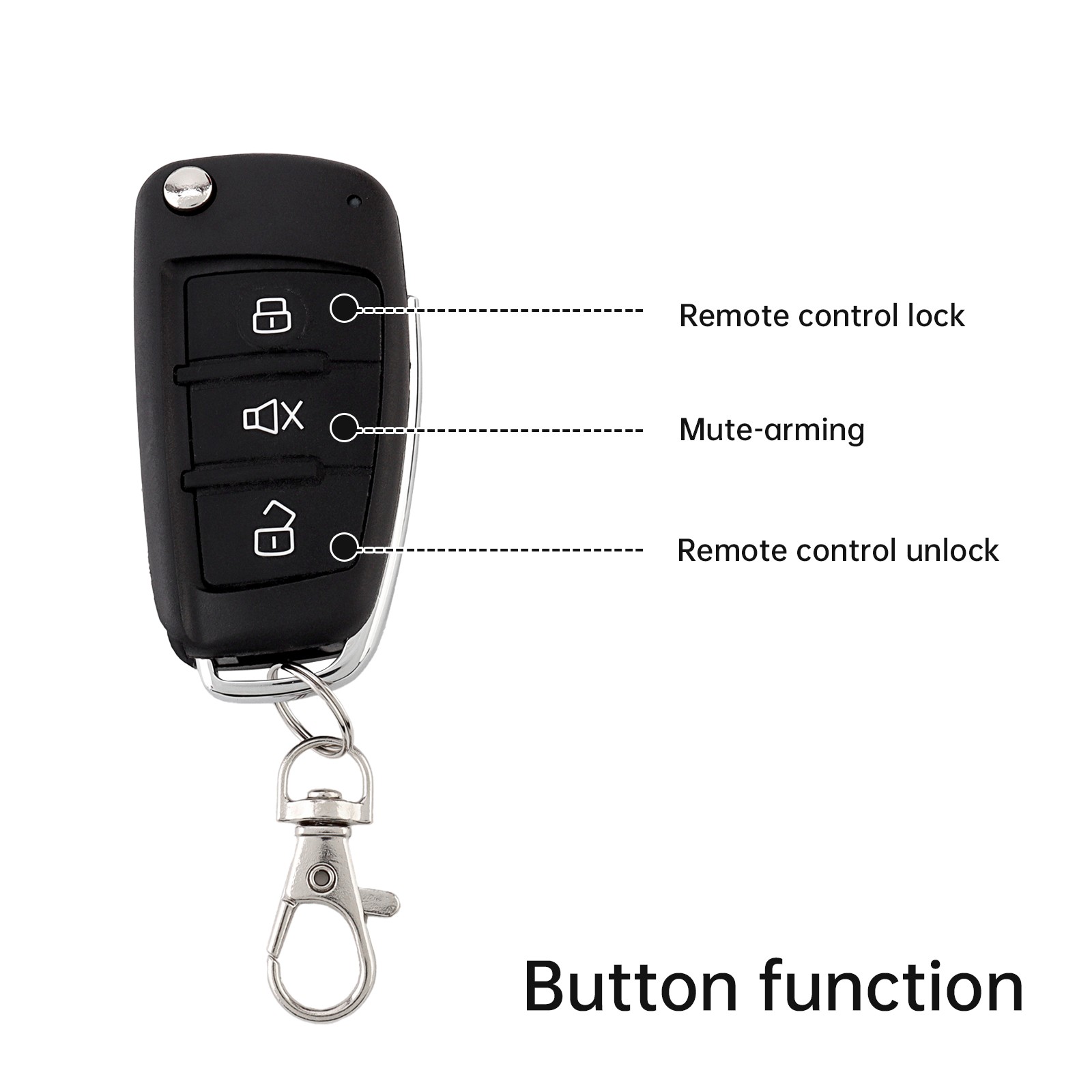 Universal 12V Car Alarm System with Engine Cut-Off, Shock Sensor, 2 Remotes