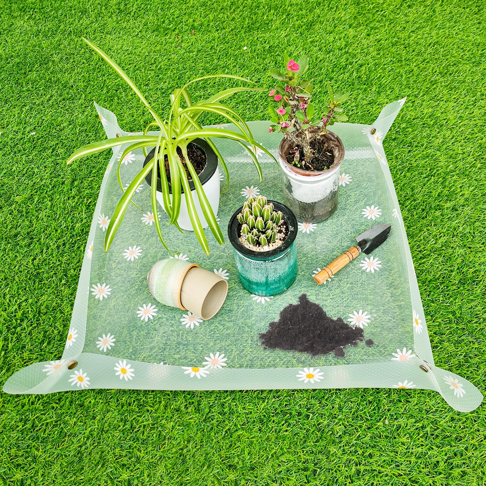 23.6 inch Repotting Mat for Indoor Plants Waterproof Clear Potting Tray